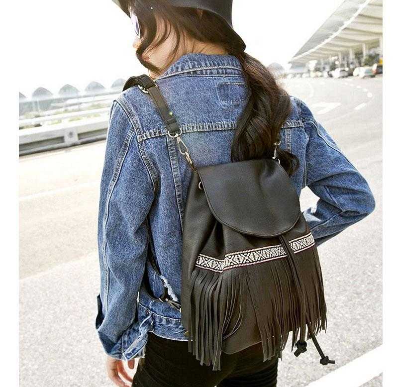 fringed woman backpack
