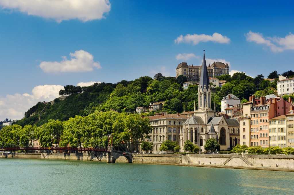 Church of Saint Georges and Saone river, Lyon, France