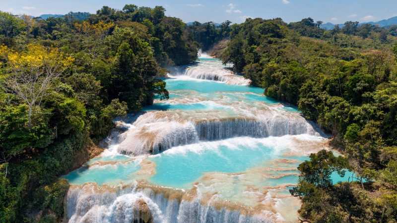 agua azul cascate del chiapas messico