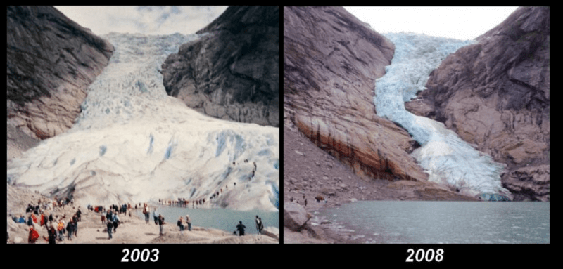 Fonte: Wikipedia. L'evoluzione del Briksdalsbreen